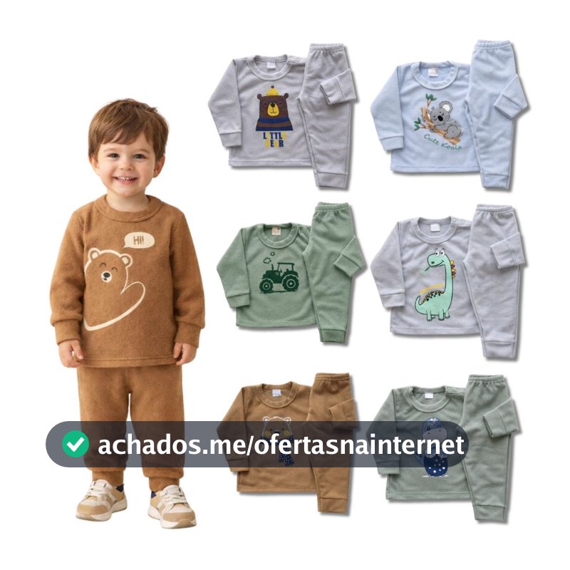 Kit 4 Peças Soft Infantil Bebê Menino Inverno Conjunto Soft 2 Blusas e 2 Calças Tamanho P ao 3 Anos