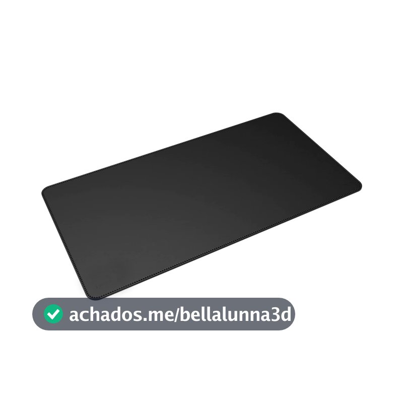 Mouse Pad Grande Couro Preto Feltro Costurado Básico