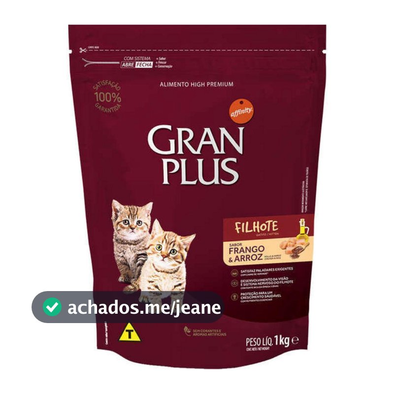 Ração pra Gatos Filhotes Frango e Arroz 1kg GranPlus