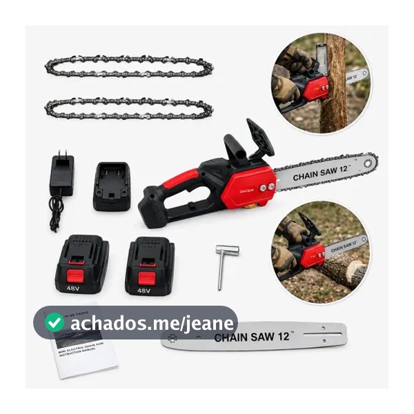 Moto Serra Elétrica 12 Polegadas 2 Baterias 48v Portátil Recarregável Profissional 12p Sem Fio Portátil Potente
