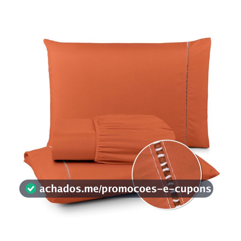 Jogo de Lençol Cama Box 400 Fios Micropercal Toque Macio e Suave com elástico e detalhe em Ponto Palito