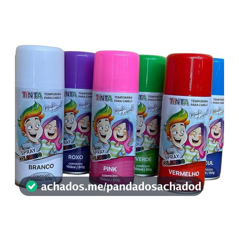 Tinta Spray para Cabelo Maluco Carnaval Festa Temporaria Colorir Criança Pintar Menino Menina Mimo