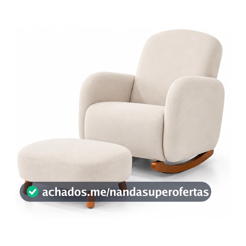 Poltrona de Amamentação Decorativa Curva Balanço Orgânica Boucle para Sala Moderna Confortável Mommy Opala