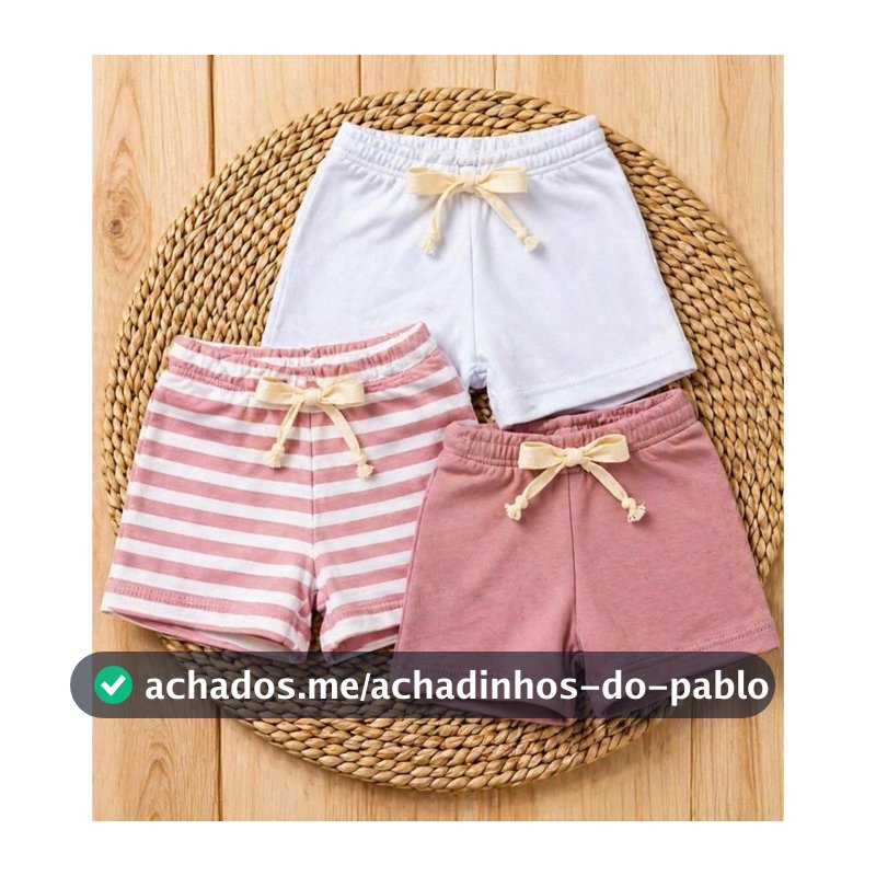 Kit 3 Shorts Infantil  Rosê Bebê infantil Verão Algodão Macio Confortável  Enxoval Maternidade