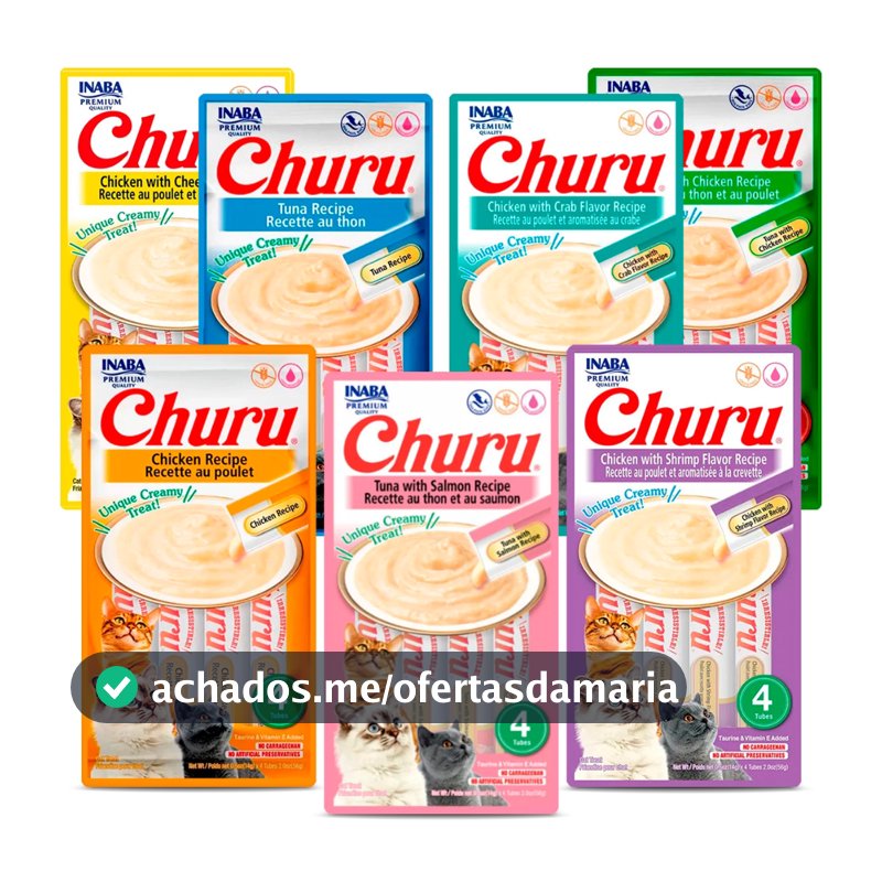 Petisco Para Gatos Churu 56g - Contém 4 Tubets De 14g Cada Unidade - Vários Sabores
