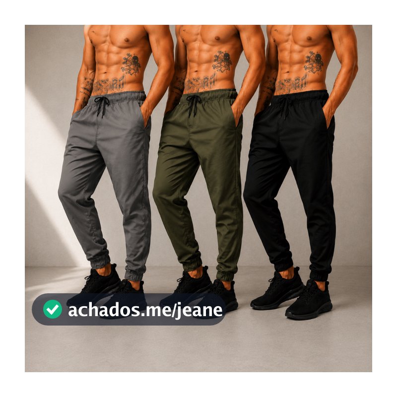Kit 3 Calça Jogger Masculina Tactel com Elastano Academia Treino Fitness Slim Dry Fit Esportiva Leve