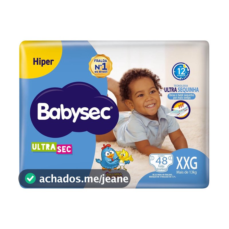 Fralda Descartável Babysec Galinha Pintadinha Ultrasec XXG Com 48 Unidades