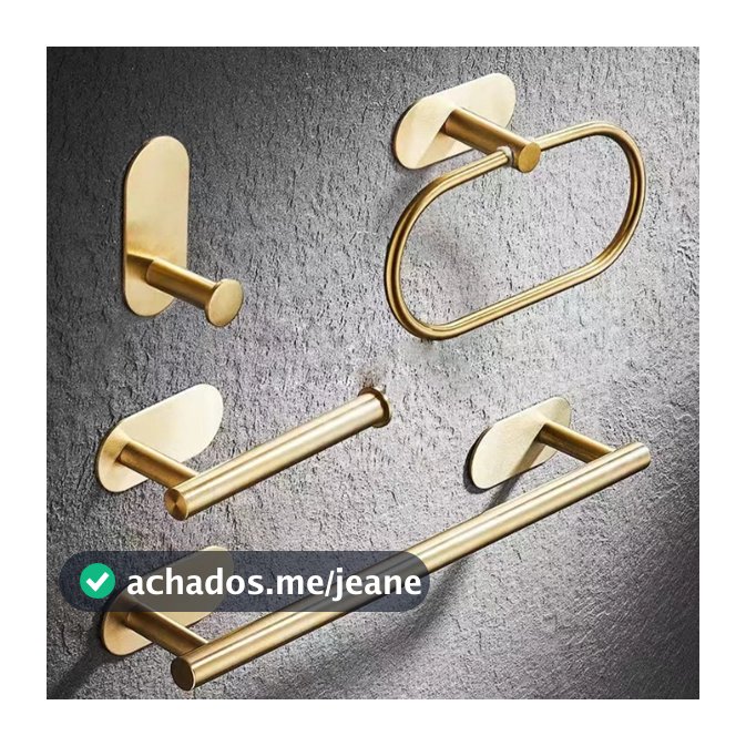 Kit Acessórios Banheiro Cabide Toalheiros Papeleira 4 Peças Dourado
