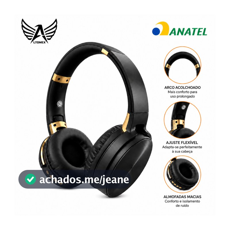 Headset Bluetooth com Microfone Sem Fio Compatível Android iOS Notebook