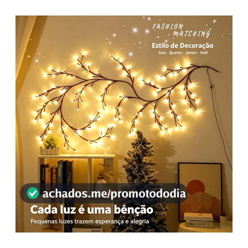 Luz de Parede LED Galho de Árvore Flexível Decoração Ambiente Bivolt para Sala Quarto e Hall