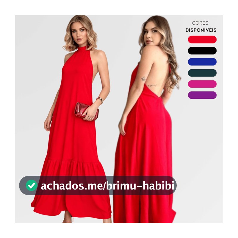 Vestido Feminino Costa Nua Longo Soltinho Tecido Leve e Confortável Moda Casual Verão