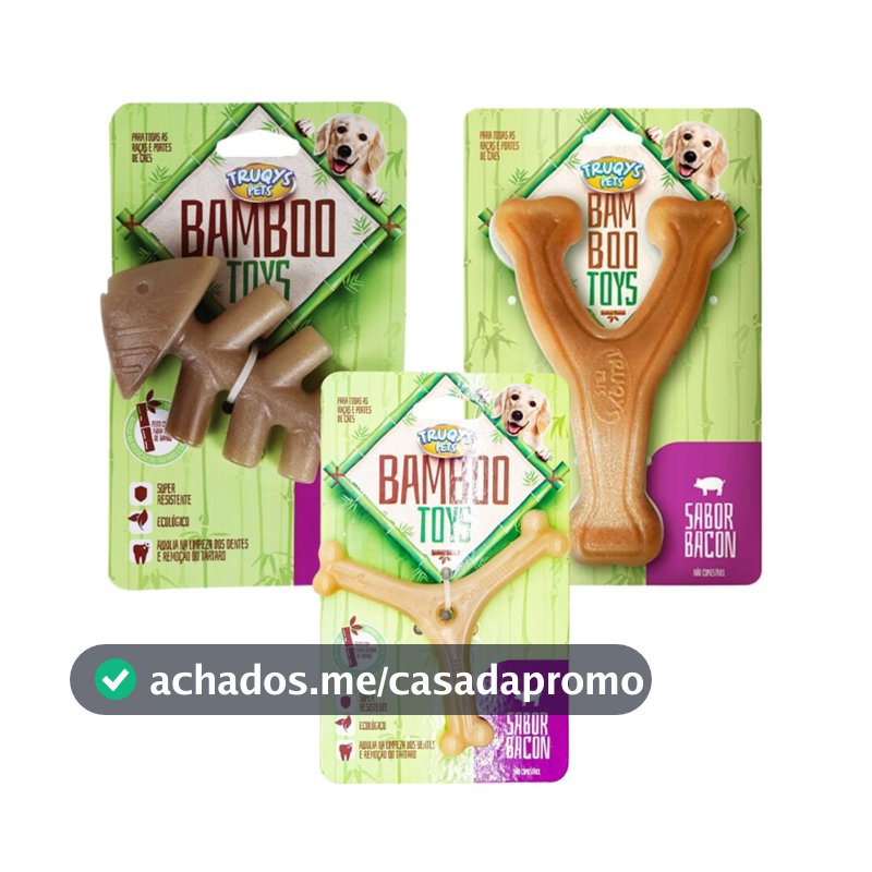 3 Brinquedo Bamboo Mordedor Para Cachorro Trukys Bacon