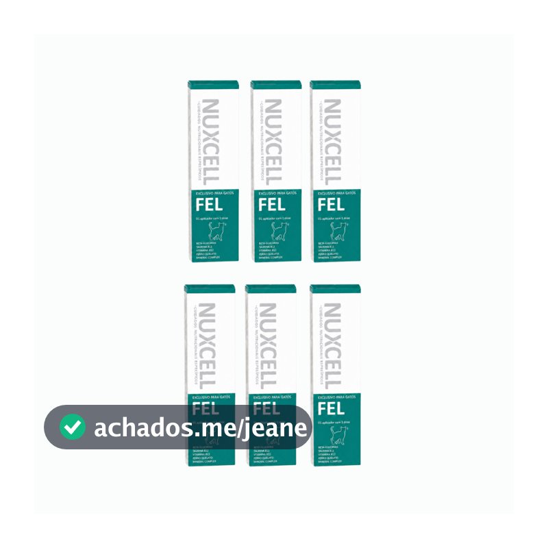 Kit 6 Nuxcell Fel Gatos Imunidade Suplemento Vitamínico Probioticos Prebioticos Biosyn