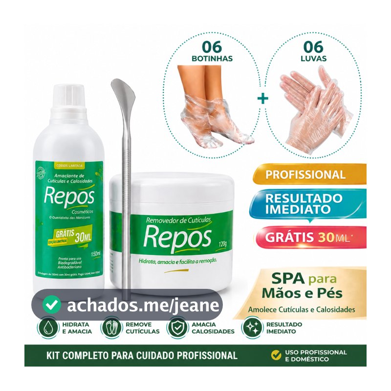 Kit Spa Dos Pés Completo: Amaciante de Calos e Creme Hidratante + 6 botinhas e 6 luvas