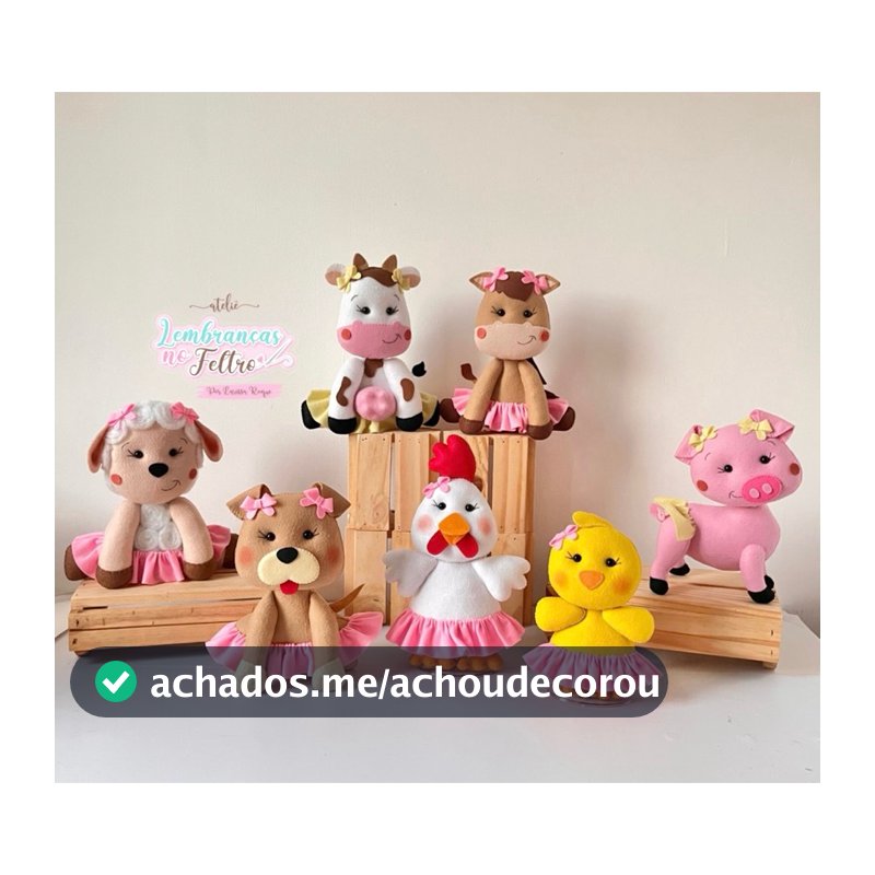Fazendinha rosa kit 7 UNI. decoração feltro