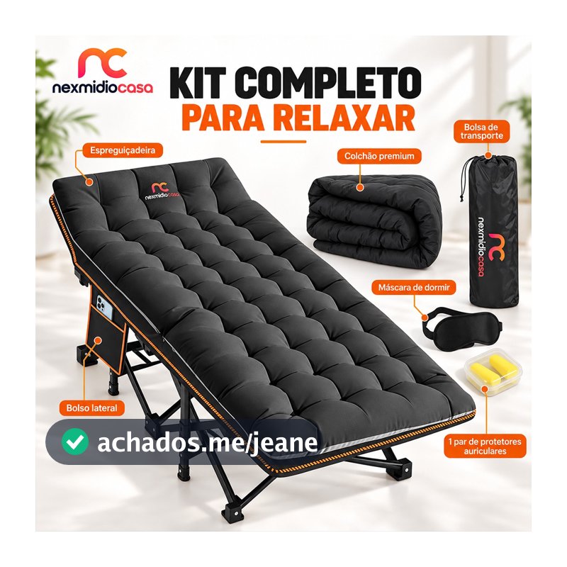 Espreguiçadeira Cama Dobrável Reclinável Com Colchão Suporta Até 150 kg Para Piscina Camping Praia
