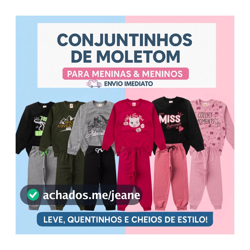 Conjunto moleton masculino e feminino de inverno infantil  moda infantil barato