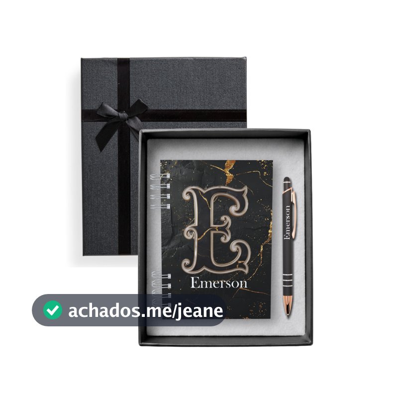 Kit Presente Caderneta Personalizada Caneta com Nome Caixa Elegante Presente Brinde Agenda Masculina