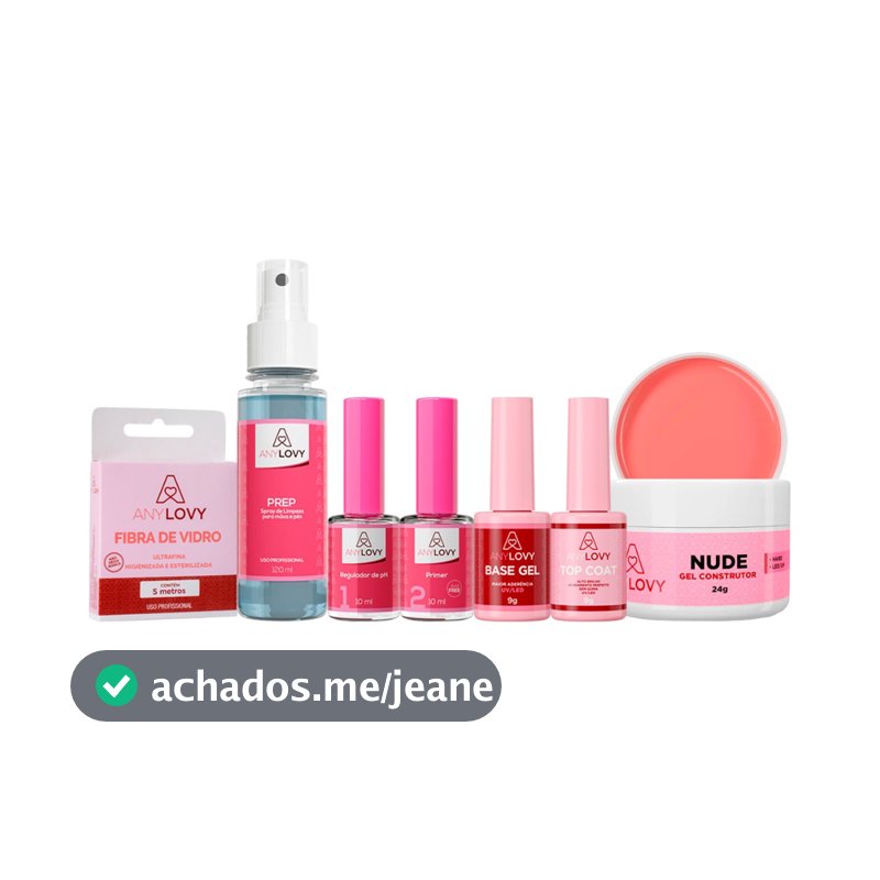 Kit Anylovy Gel Construtor 24g + Preparadores + Fibra De Vidro 5 Mts