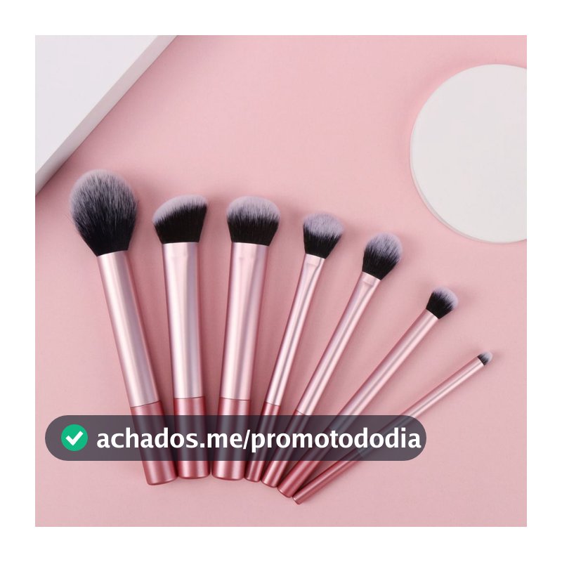 Kit 7 Pincéis de Maquiagem profissional 024-142 ROSA