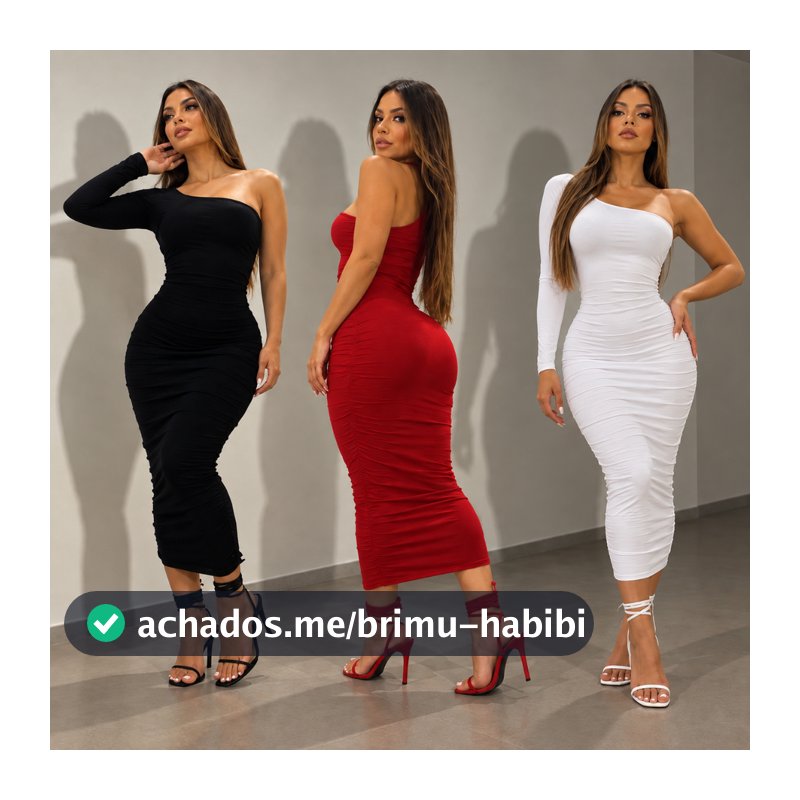 Vestido Feminino Mídi Unilateral em Suplex Premium Drapeado nas Laterais (Lapís)