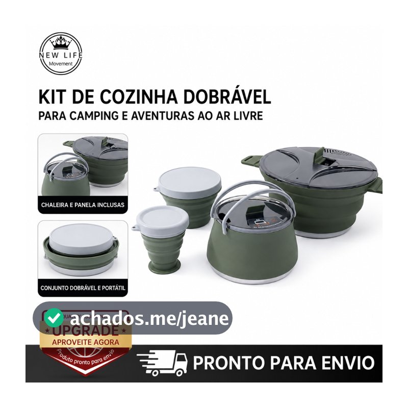 Kit Panela Silicone Dobrável Camping 2.5L Com Chaleira E Copo Portátil Cozinha Externa Trilhas Acampamento Utensílios