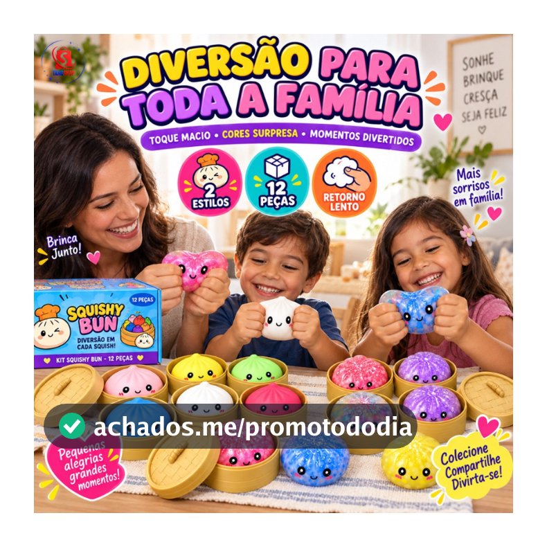 Squishy Bun Surpresa 2 Estilos 6 Cores Brinquedo Sensorial Macio Glitter para Apertar 3+