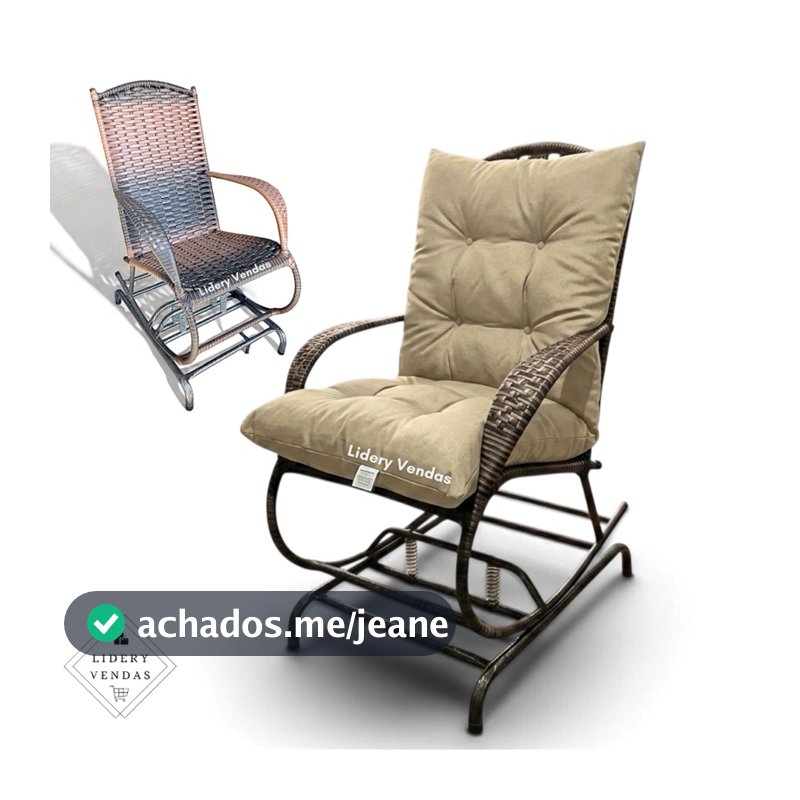 Cadeira de Balanço com Almofada Conforto Cadeira de Amamentação Poltrona de Balanço 2 ou 4 Molas Sitio Puff Encosto