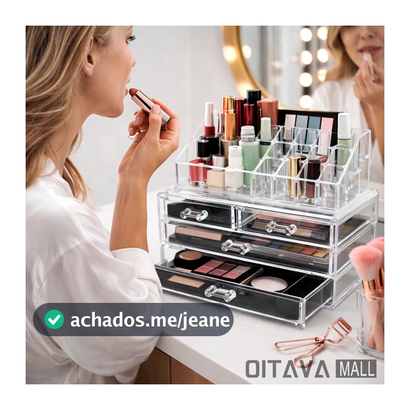 Porta Maquiagem Make Cosméticos Multiuso Perfume Prateleira 3 Andares 4 Gavetas Organização Completa