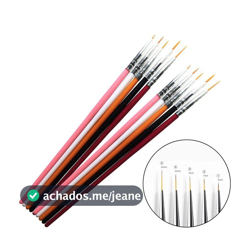 Kit 10un Pincéis Ultra Fina Para Decorar Unhas Manicure Nail Art Alongamento