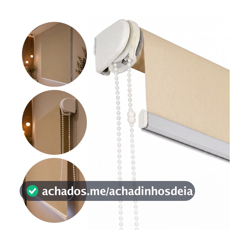Rolo Blackout Cortina Persiana 1,60L x 1,60A Poliéster 100% Corta Luz Tubo Alumínio Kit Instalação