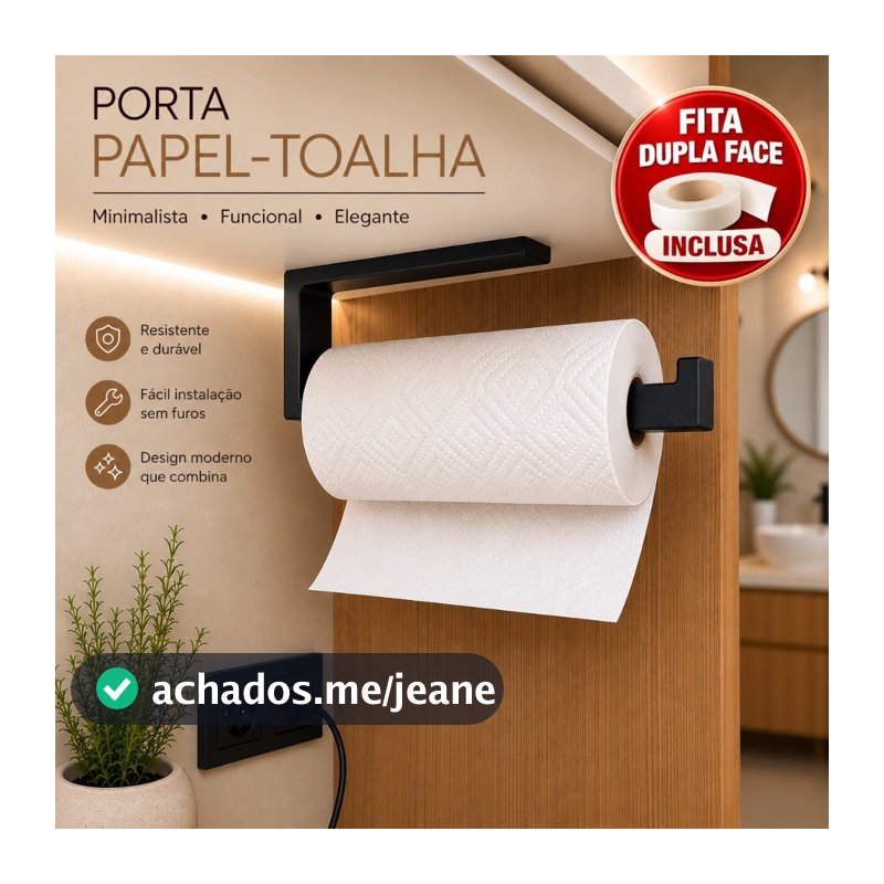 Porta Papel Toalha Adesivo Suporte Sem Furo Cozinha Armário