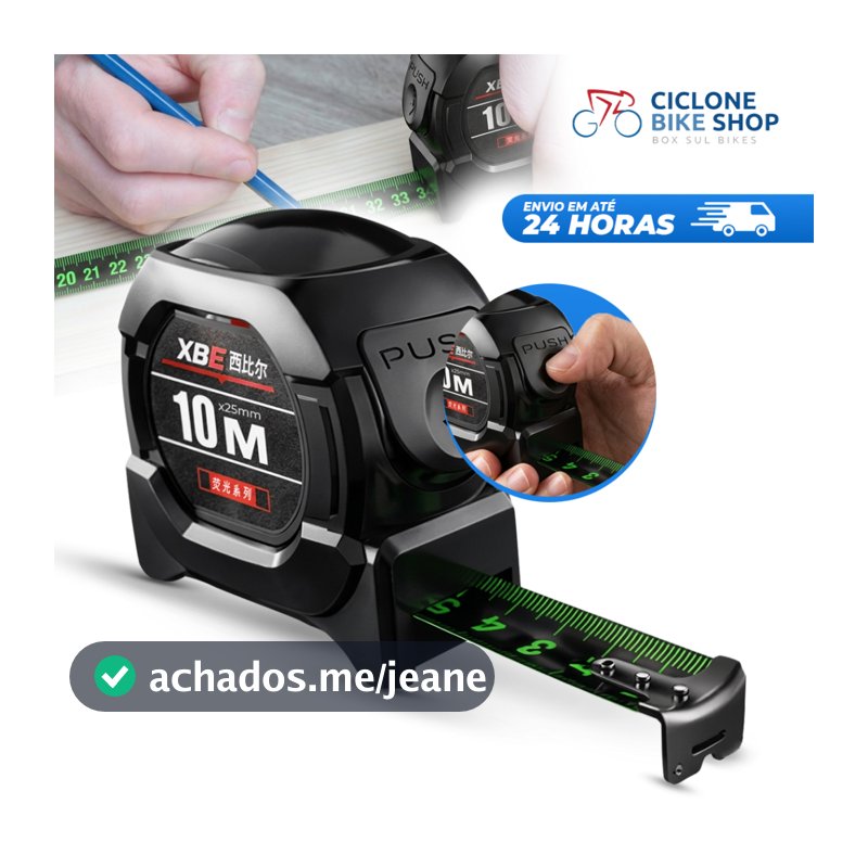 Fita Métrica Aço Inoxidável Carbono De Alta Precisão 10M Trena Profissional Fluorescente Trava