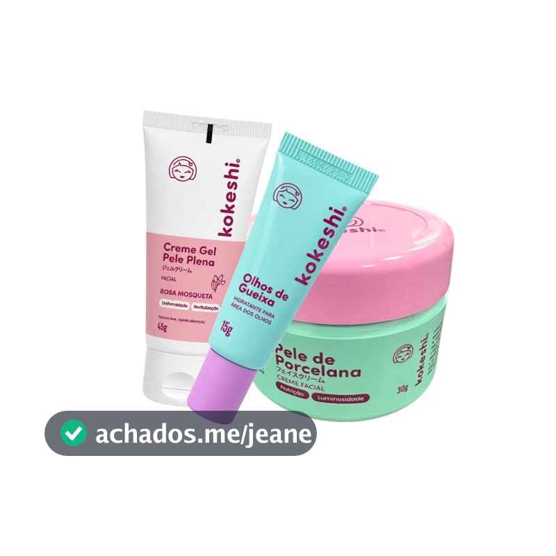 Kit Hidratação Pele de Porcelana + Olhos de Gueixa +  Pele Plena Kokeshi