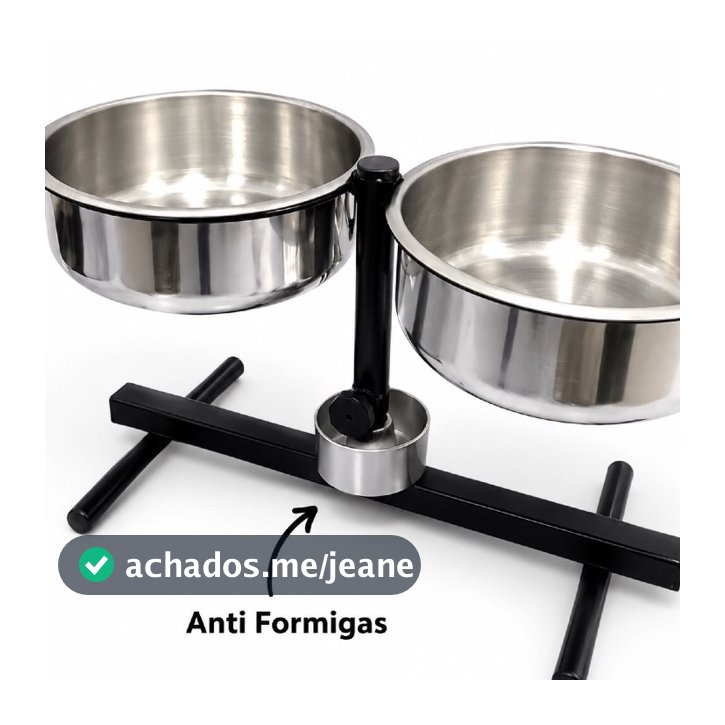 Comedouro Duplo Anti Formiga Elevado Altura Ajustável Alumínio para Cachorro e Gato Pet Regulavel