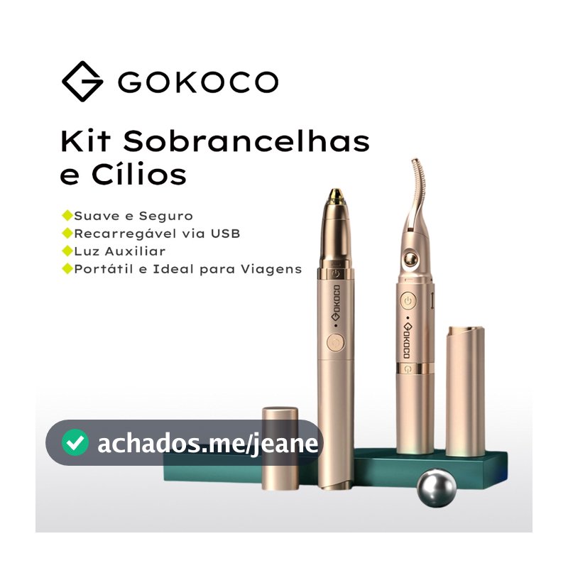 GOKOCO Aparador de Sobrancelhas e Curvador de Cílios Elétrico 2 em 1 Recarregável via USB com Aquecimento Rápido