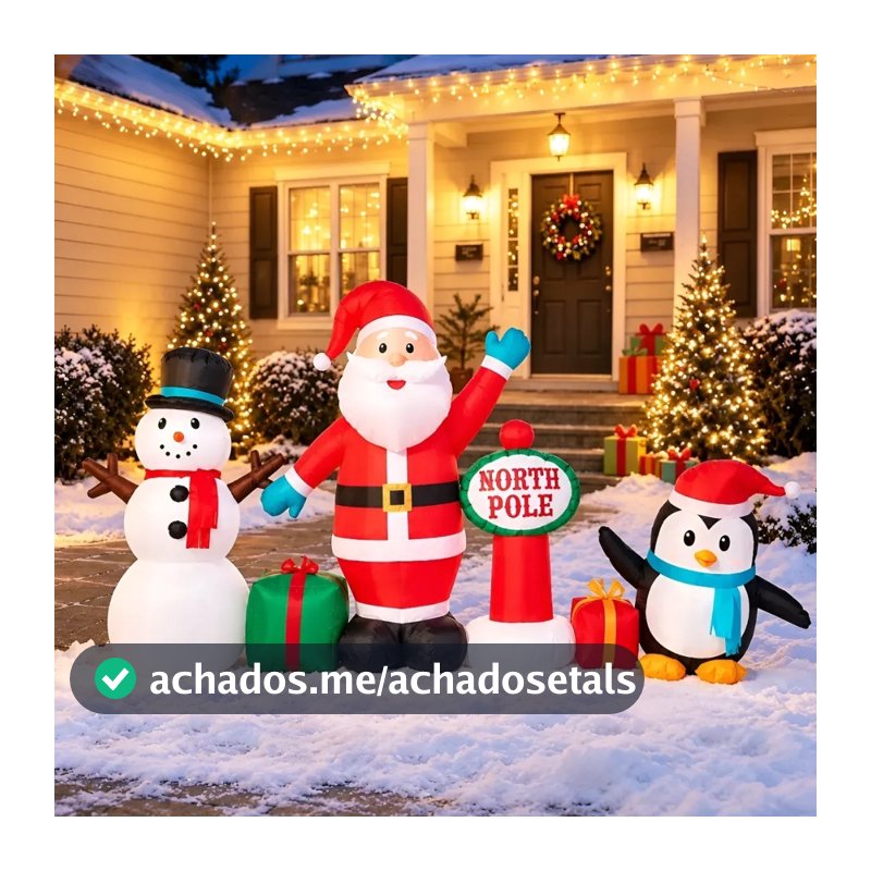 Papai Noel Inflável Decoração Natal Gigante Luz Led Bivolt Inflatable Christmas Santa Claus Giant Decoration Home Garden