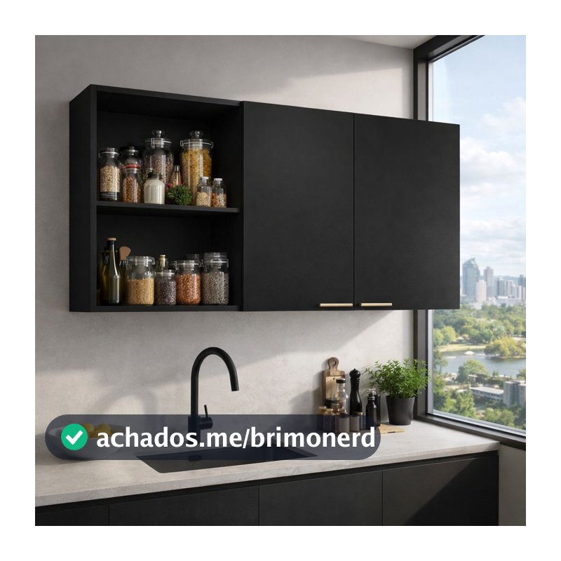 QUEIMA DE ESTOQUE Armário Suspenso Multiuso 90cm 2 Portas Nichos Organizador Casa Cozinha