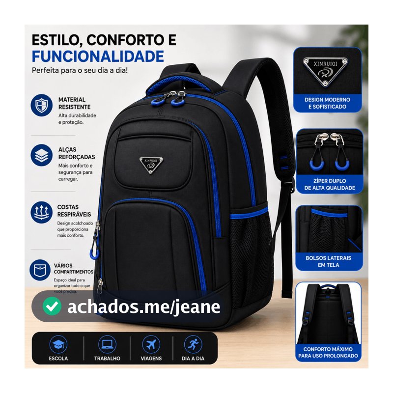 Mochila Masculina Resistente Impermeável Grande Notebook Escolar Viagem Trabalho Reforçada