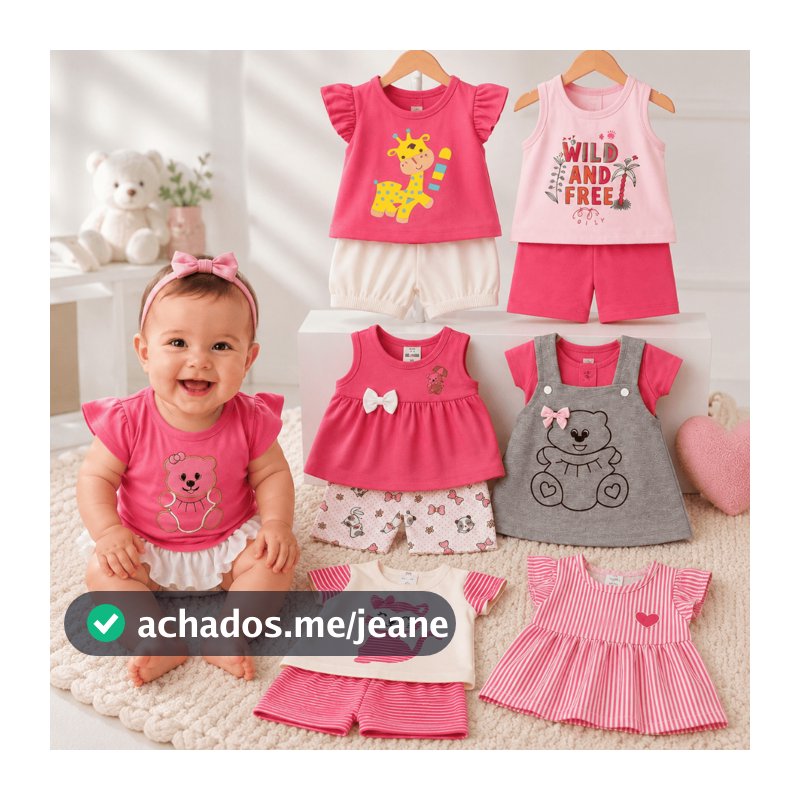 Kit 6 Peças Menina Bebê Infantil Peças de Roupas Inverno Infantil Fashion Short Blusa Algodão