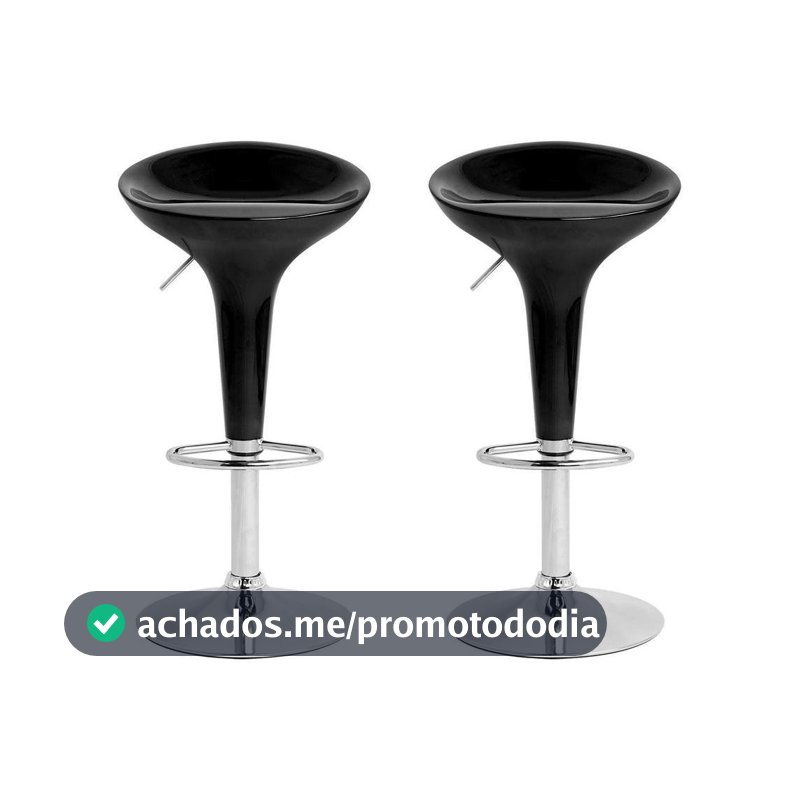 Banqueta Alta Giratória Preto BQT-PR1 2 Peças