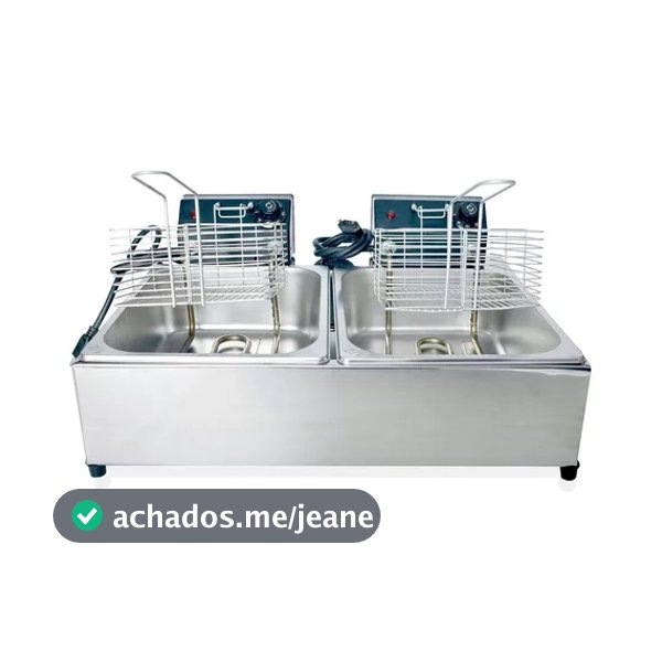 Fritadeira elétrica industrial 10 lts 2 cubas industrial aço inox