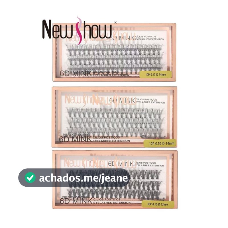 New Show KIT 3 Caixas Cílios Postiços 6D MINK 10P/20P/30P-Tufos sem Nó
