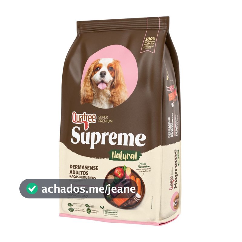 Raçao Quatree Supreme Dermasense Cão Adulto Raças Peq 10kg