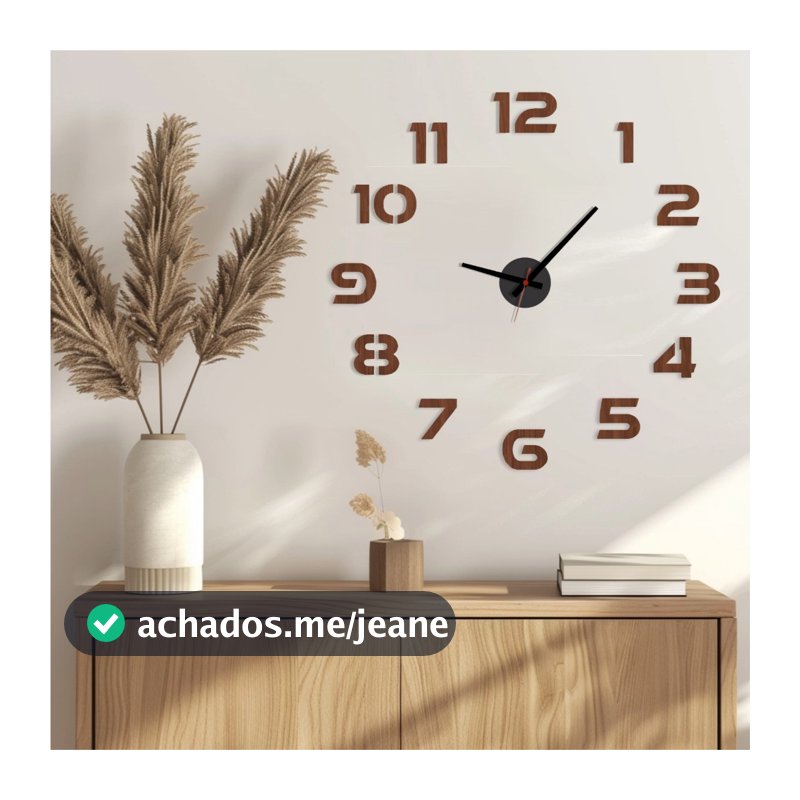 Relógio 3D de Parede Decorativo Para Cozinha Sala Grande Madeira Silencioso Decoração Parede Quarto Escritório Moderno