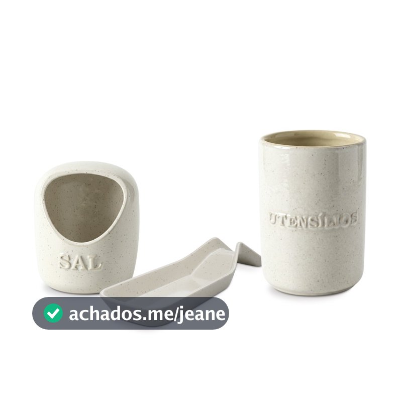Kit Bancada Saleiro + Porta Utensílios + Descanso Colher Open Flocos Ceraflame
