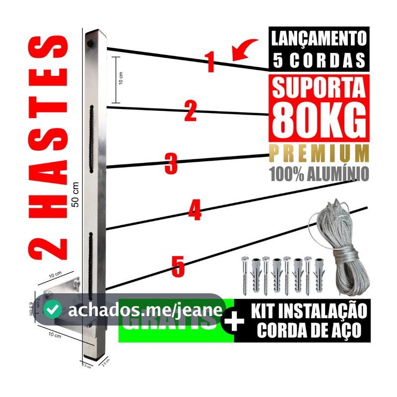 Varal Retratil de Parede Dobrável Aluminio Reforçado Envio Imediato