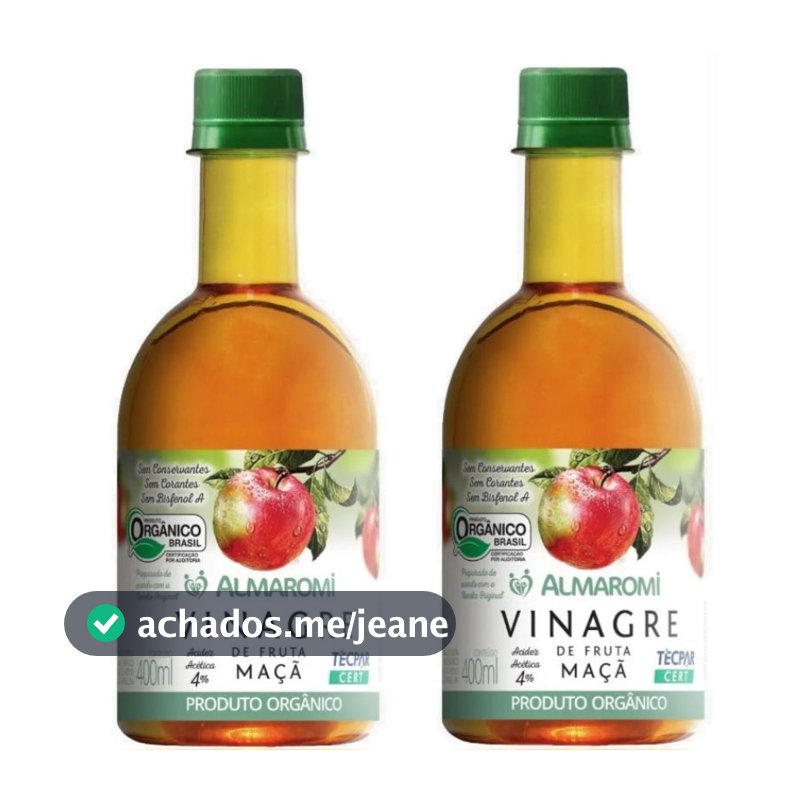 kit com 2 Unidades Vinagre Maçã Almaromi Puro 100% Natural Orgânico Sem Conservantes - 400 ml