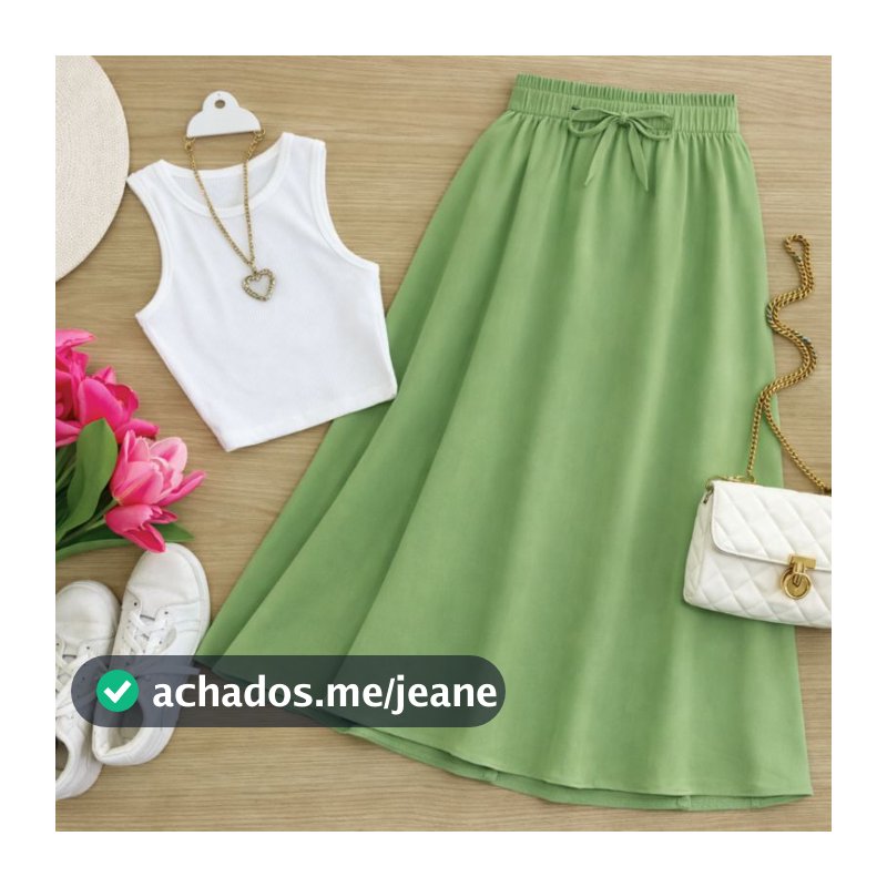 Saia Midi Feminina Evangélica Casual Com Elástico Elegante Confortável