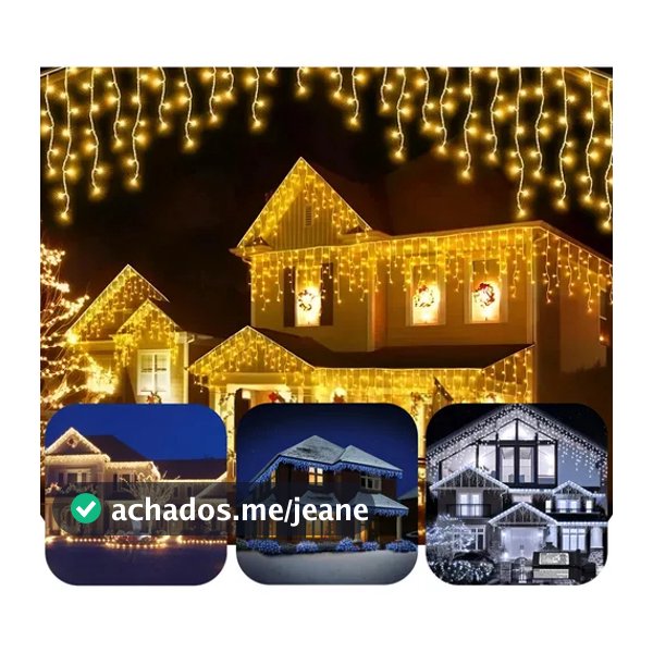 Cascata Natal 400 Lâmpadas Led Com 8 funções ou Fixo e 10 metros Fio Branco Pisca Pisca